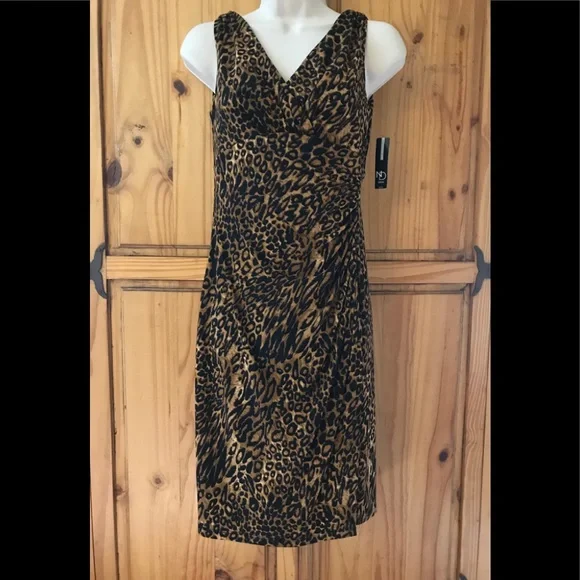 New Directions Dresses | Fitted Leopard Print Fitted Dress! | Color: Black/Brown | Size: 4p | Dbrooks06's Closet